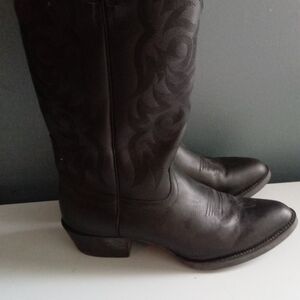 Black‎ Leather Western Cowboy Boots Embossed Design Mens Size 10